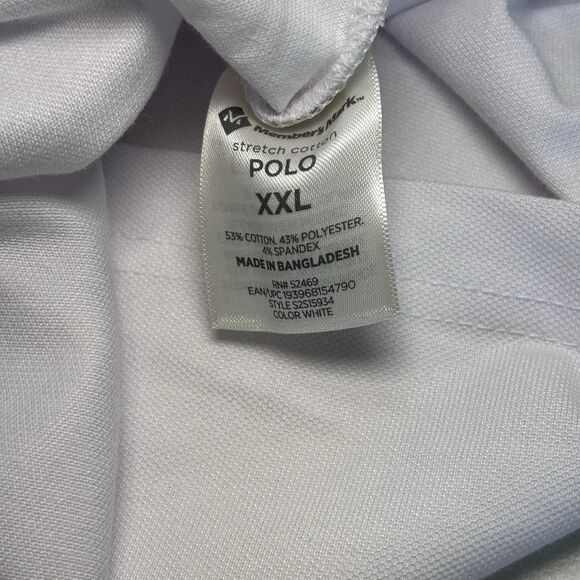 Members Mark Stretch Pique Polo Classic Fit Long Sleeve Shirt Mens XXL White NWT - Picture 11 of 13
